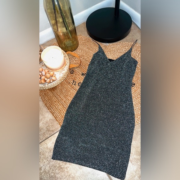 H&M | Dresses | Black Glitter Dress | Poshmark